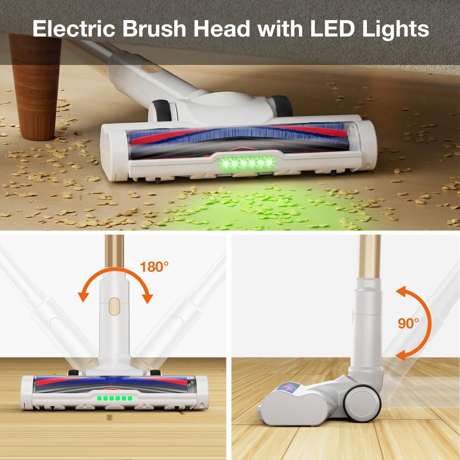 MOOSOO Cordless Vacuum Cleaner, 4-in-1 Lightweight Stick Vacuum 60 Mins Runtime for Pet Hair, Hard Floor & Carpet, White